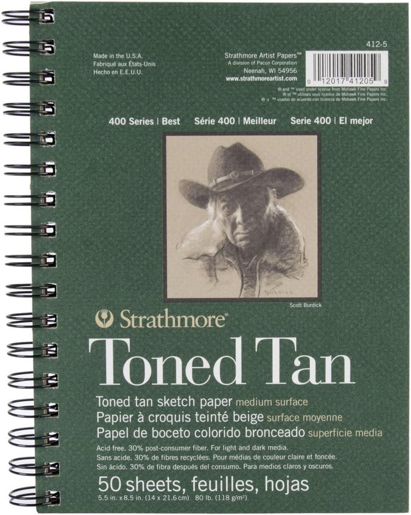 400 Series Sketch Pad, Toned Tan, 5.5x8.5 inch, 50 Sheets - Artist Sketchbook for Drawing, Illustration, Art Class Students